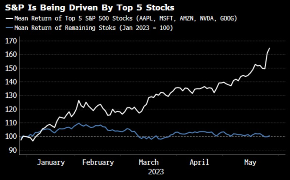 S&P is being driven by top 5 stocks
